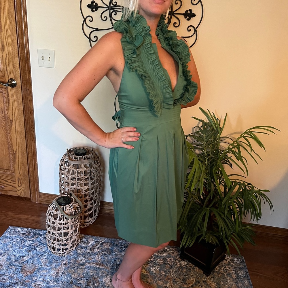 Max and Cleo cocktail dress with ruffled neck